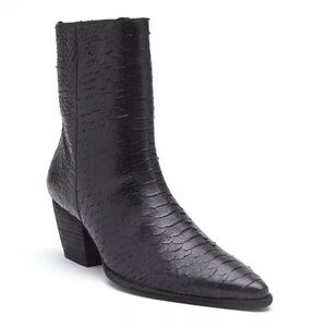 Matisse Caty Bootie black croc print leather